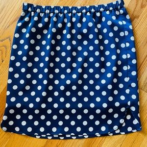Ann Taylor petites size 4 navy blue polka dot pencil skirt silky blue women 💙